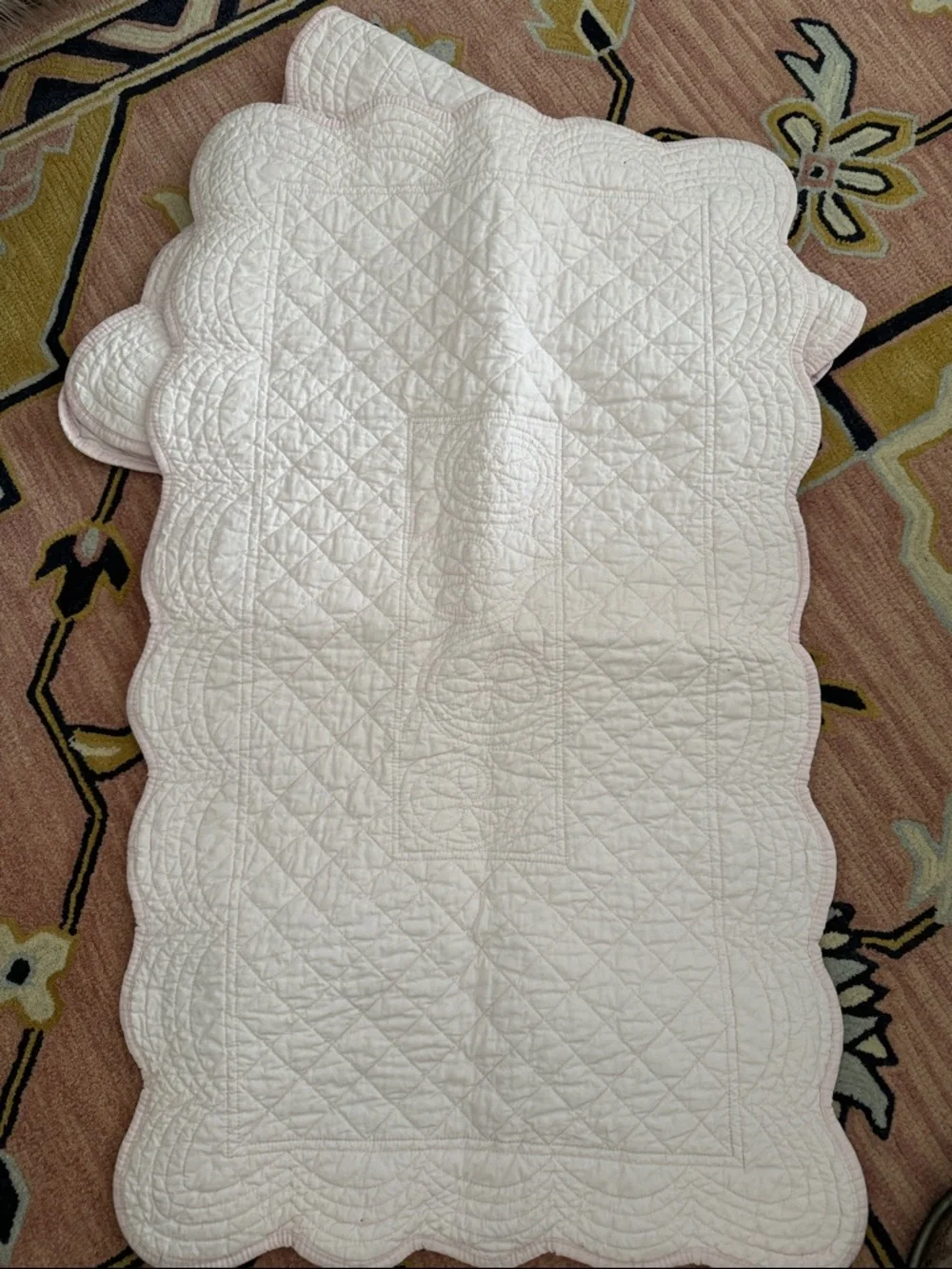 Simply Shabby Pink Quilted  KING Scalloped Edges 2 Shams